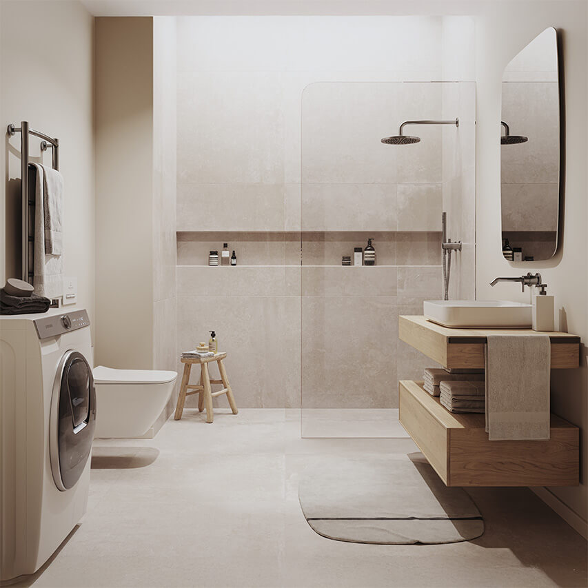 Hevizi luxus lakás interior dizájn, fürdőszoba
